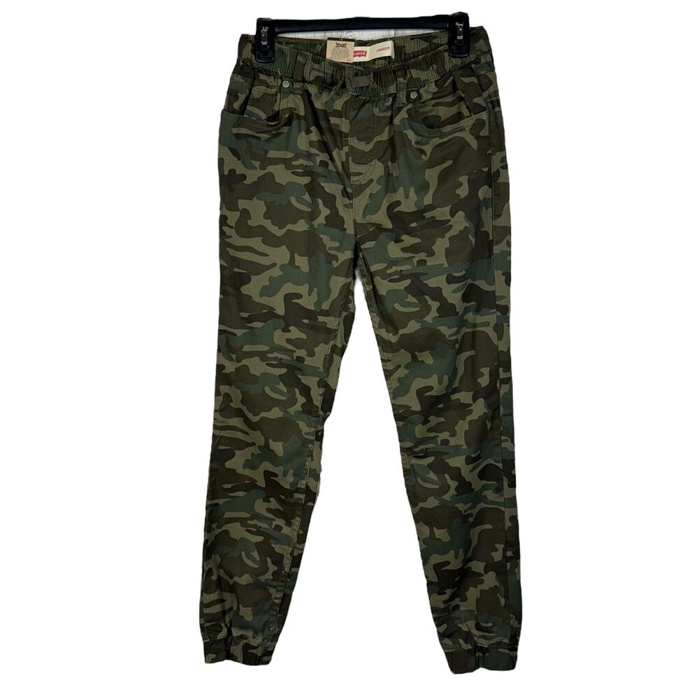 Levi’s Youth Boys SZ 16 Jogger Pants Camo Stretch Cuffed Pockets Pull-On Green
